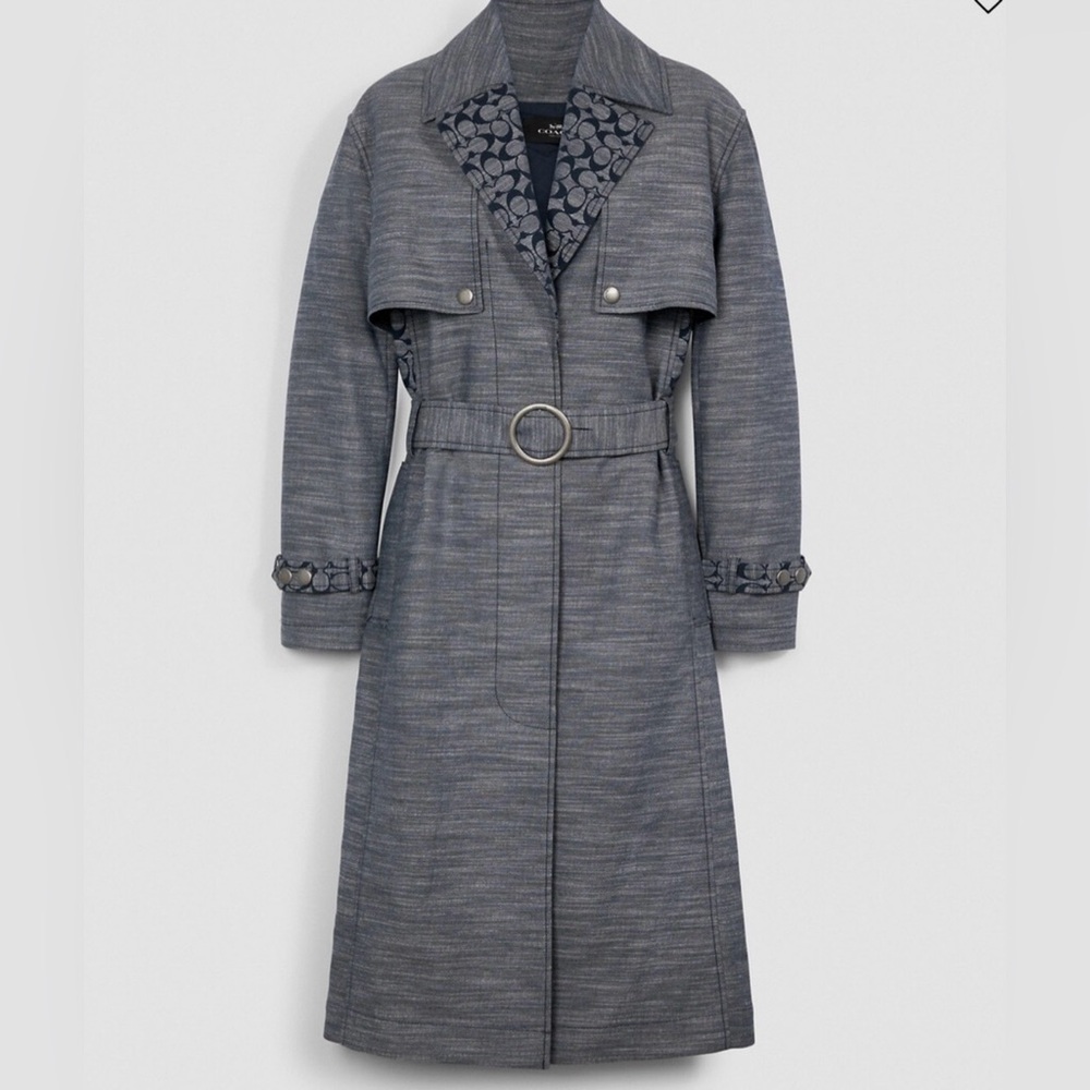 Coach signature Chambray trench coat women’s size Medium